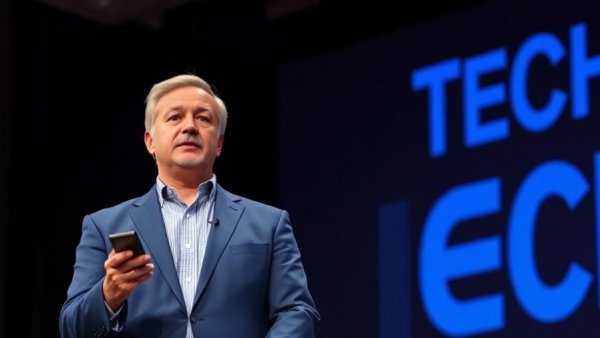 Speaker discussing Amazon visa workers remote work restrictions on stage