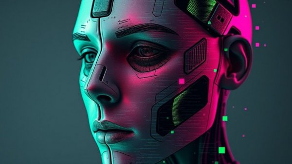 Surreal digital figure exploring AI generated content authenticity