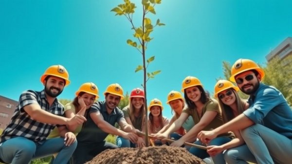 Group planting a tree as part of San Antonio urban forestry.