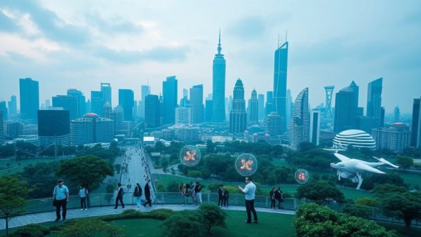 Trust in smart cities using ZKML depicted through futuristic digital interfaces.