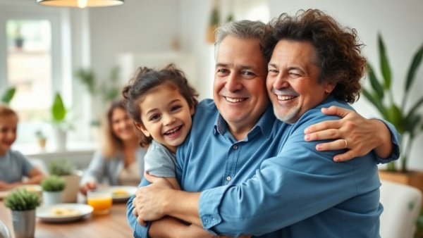 Loving family embrace illustrating the 5:1 parenting rule.