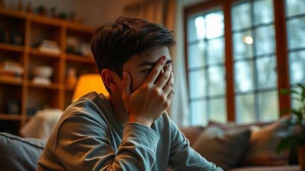 Teenager reflecting on communication in a cozy room, portraying teenage communication.