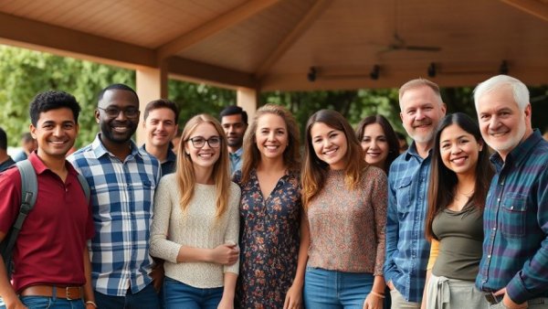 Community event with people in San Antonio pavilion.