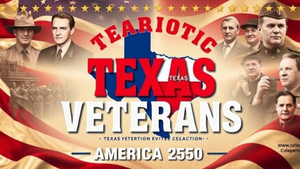 Texas veterans stories America250 poster with patriotic theme.