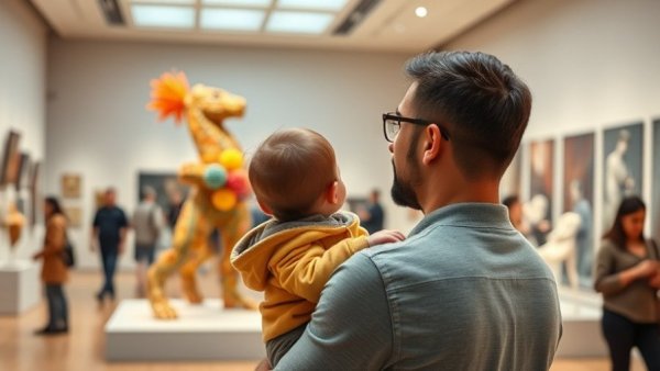 Family observing art exhibit at San Antonio festival