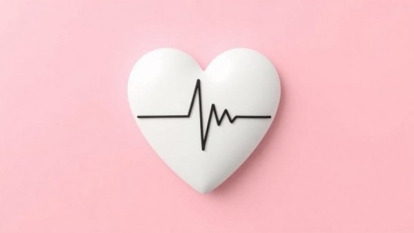 Claude AI Healthcare Innovations heart with EKG line on pink background