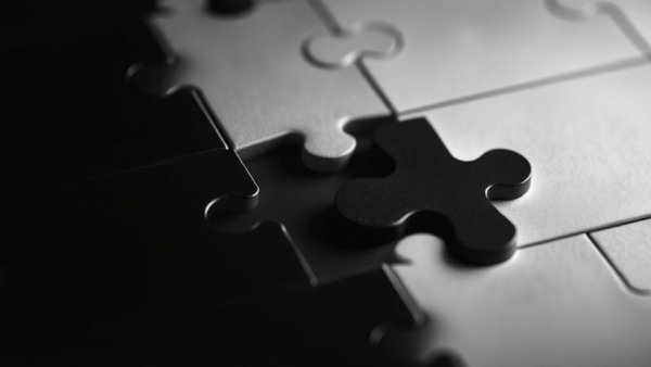 Monochromatic puzzle with missing piece, symbolizing AI in HR integration.
