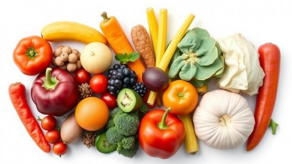 Array of first foods for baby led weaning, bright and colorful.