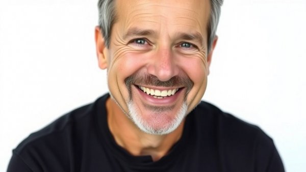 Mid-aged man smiling in professional portrait, AI-powered music discovery focus