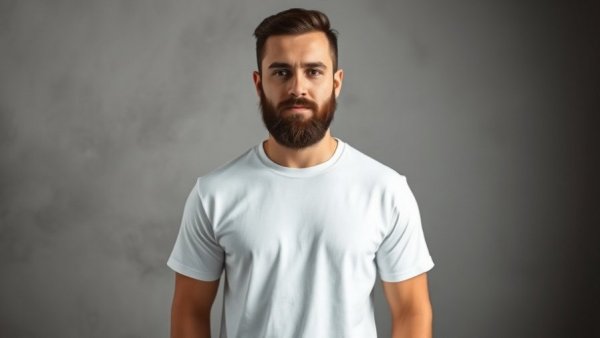 Man in white shirt standing confidently against gray background, AI trends