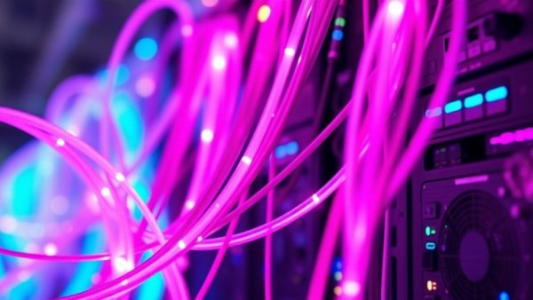 Vibrant fiber optic cables representing high-speed fiber internet in Burns Flat.