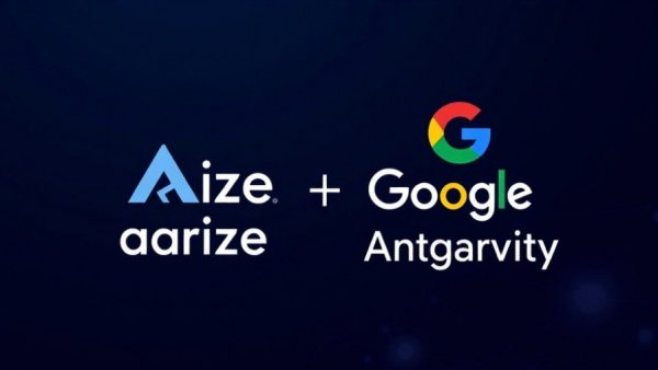 Arize and Google Antigravity logo on dark gradient background, trace your AI agent without writing code.