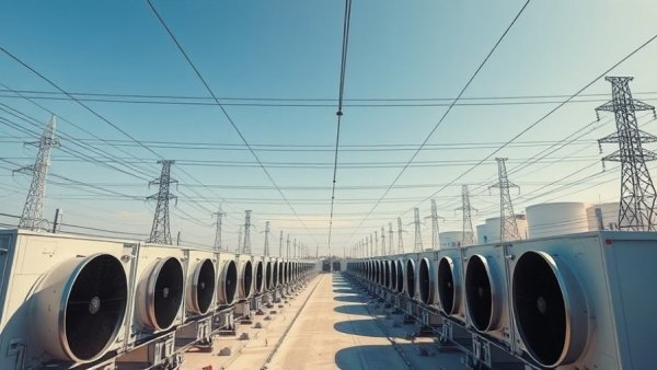 Modern power facility infrastructure, emergency power auction theme.