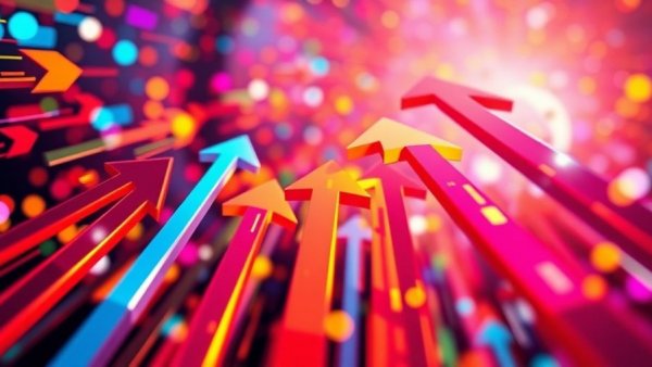 Vibrant abstract arrows pointing upward, illustrating HR technology growth.