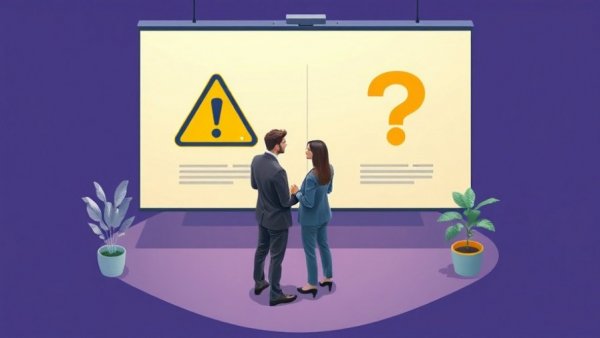 Isometric illustration of employee disengagement signs with professionals and warning symbols.