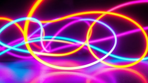Abstract neon loops on dark background representing dynamic employer branding.