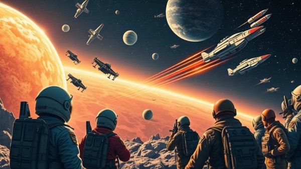 Space Power and the Risk of Fundamental Surprise: retro space exploration scene.