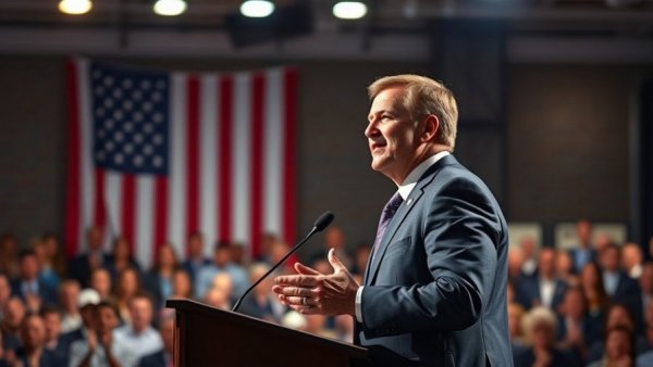 Trump's State of the Union address 2026, politician speaking passionately.