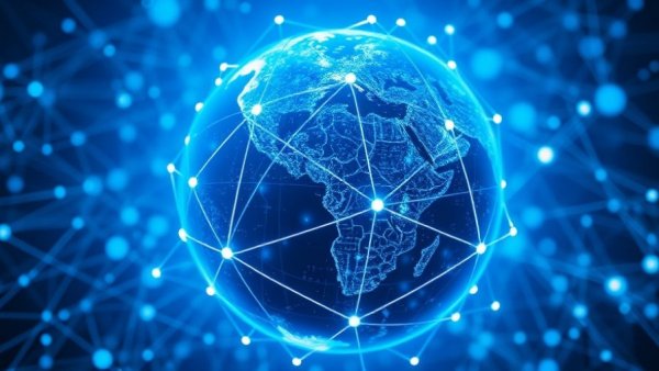 Futuristic digital Earth with global internet connections, symbolizing Telstra Internet's global reach and reliability for home use.