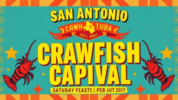San Antonio festivals poster promoting Craw Daddy's Crawfish Capital event.