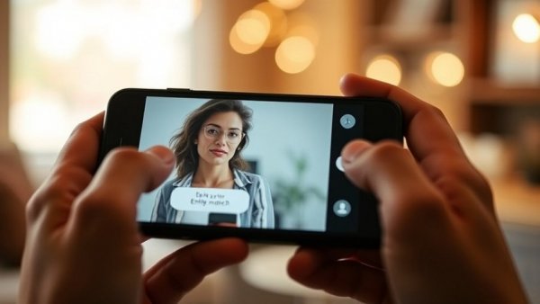 Smartphone with dating app match screen held in hands, dating app costs.