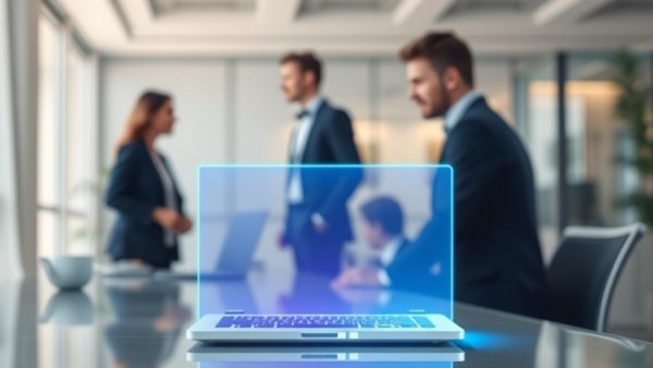 Office setting with vibrant laptop symbolizing cloud-first hidden membership groups.