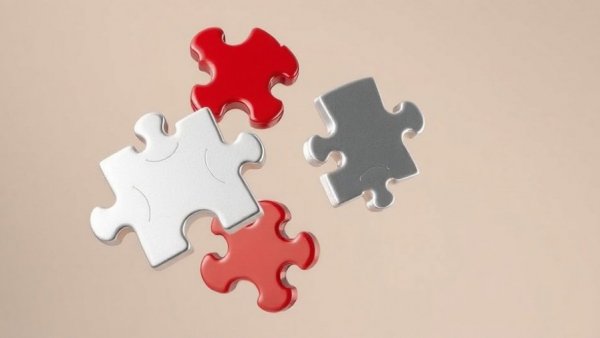 Glossy metallic puzzle pieces symbolizing AI in cybersecurity careers.