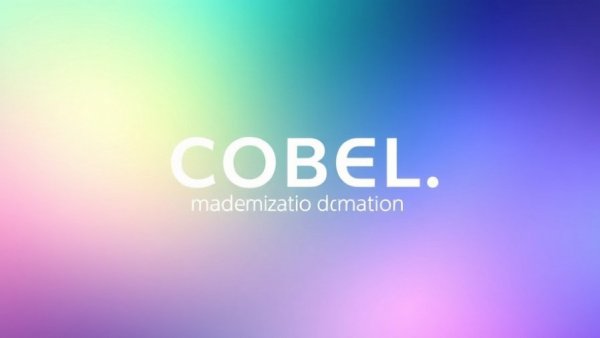 Text about COBOL modernization on a colorful gradient background.