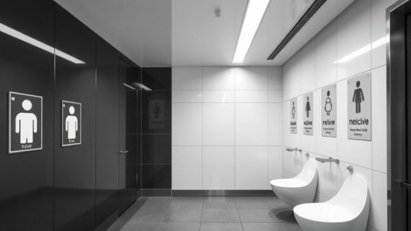 Inclusive restroom sign reflecting EEOC bathroom policies impact.