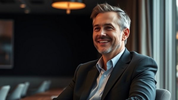 Confident man at conference, broadband infrastructure investment news.