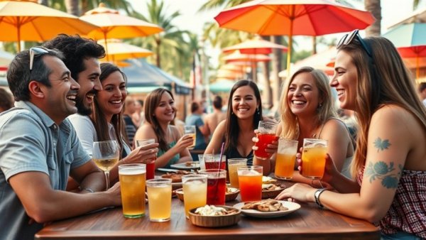 Festival guests enjoying food and drinks at Seven Seas Food Festival San Antonio.
