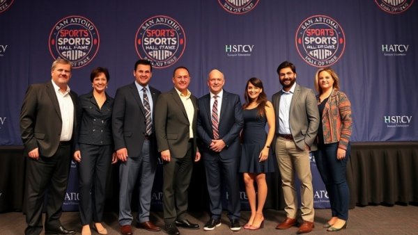 San Antonio Sports Hall of Fame Class of 2026 group photo on stage.