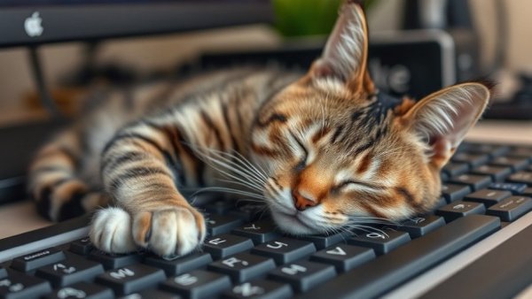 Tabby cat sleeping on keyboard, symbolizing AI study pause.