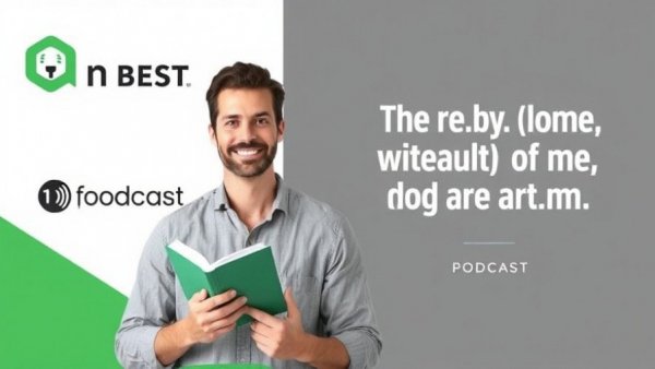 Podcast ad with man holding book for how to tell a good war story.
