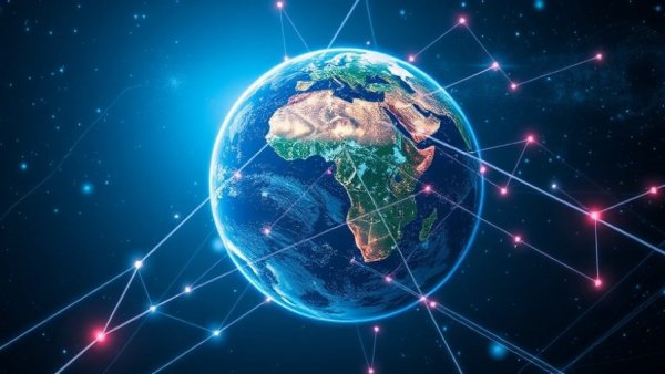 Earth with glowing network lines representing global connectivity, Telstra Internet Home Use.