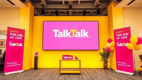 TalkTalk event room setup showcasing promotional branding.