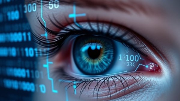 Futuristic eye scan illustrating AI autism diagnosis retinal analysis.