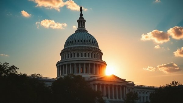 Capitol building at dusk with a vibrant sky