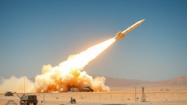 Military missile launch showcasing advanced technology.