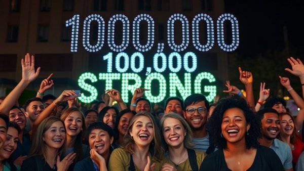 Celebratory group under '100,000 STRONG', symbolizing veteran entrepreneurship programs.