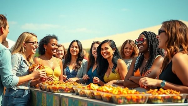 Women enjoying a food festival in San Antonio