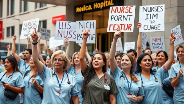 Protesting nurses in February, advocating for rights and addressing job losses.
