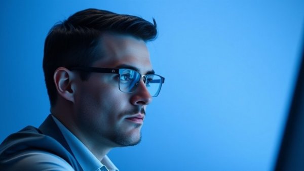 Digital conference poster with professional man, transforming insurance with AI.