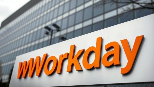 Close-up of Workday sign in front of corporate building, AI bias lawsuit context.