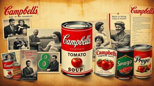 Collage showcasing Campbell’s history with vintage images and products.