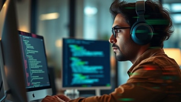 AI and entry-level jobs: person coding in modern office.