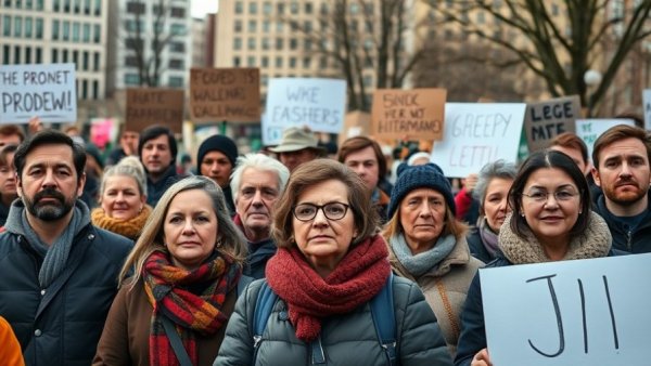 Protesters rally for EEOC protection in urban park, advocating change.