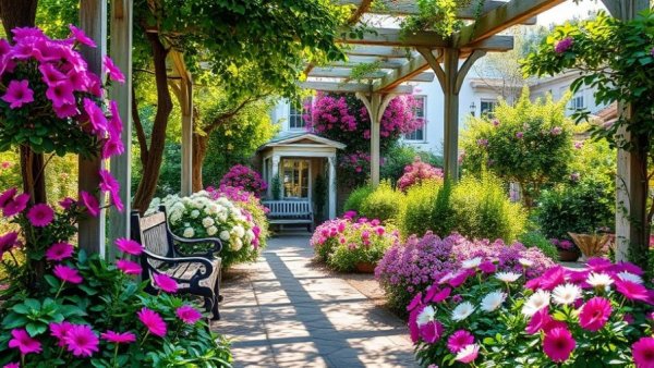 San Antonio outdoor activities in a vibrant garden with colorful flowers.