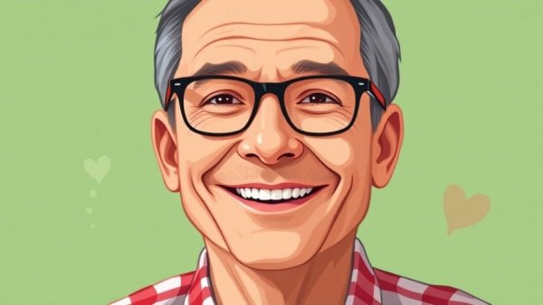 Mature male in glasses smiling with green background, economic principles in leadership and strategy theme.