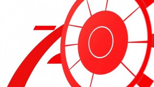 Abstract red bullseye pattern conveying motion, minimal design